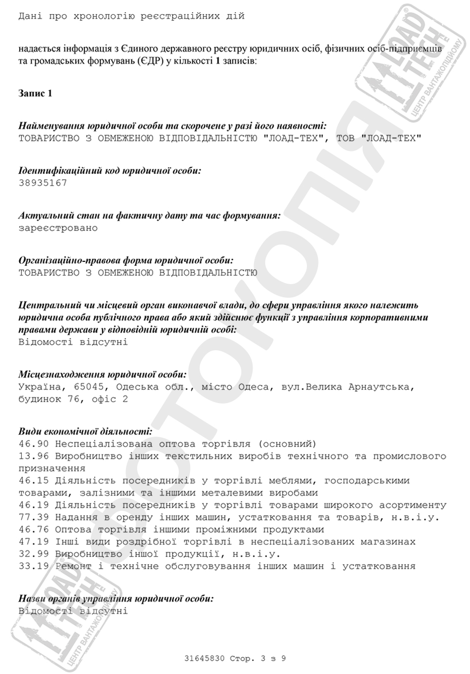 Виписка 3 ЛОАД-ТЕХ